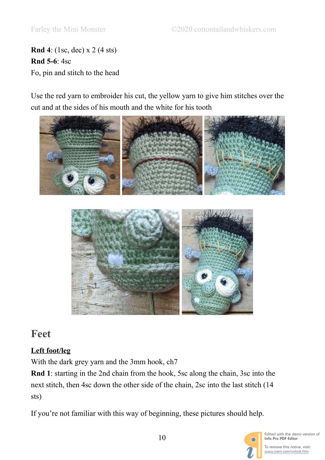 Farley the Mini Monster Crochet Pattern by Cottontail & Whiskers