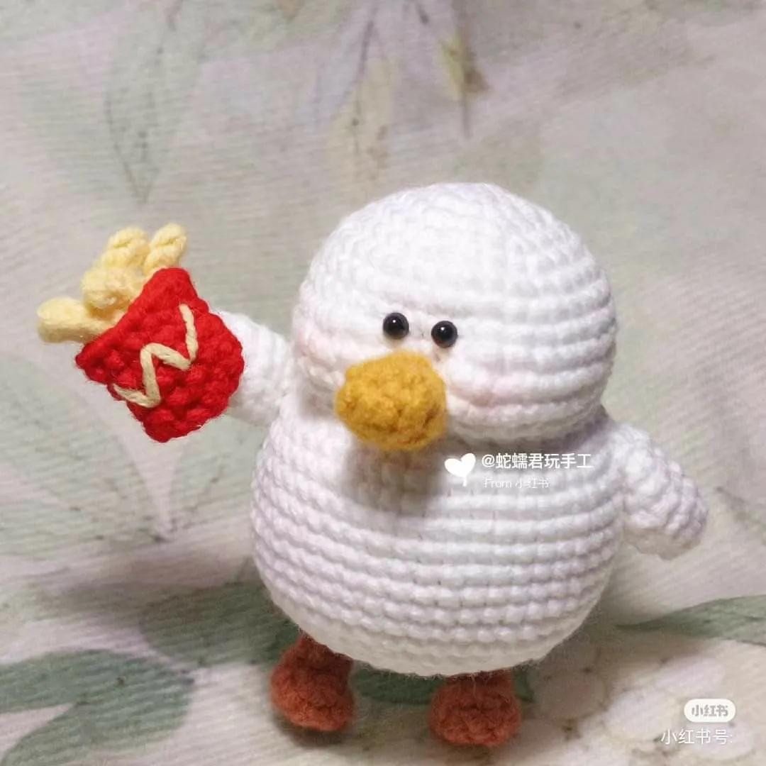 Fat Goose Gym: Cute Crochet Goose Holding McDonald's Fries Pattern