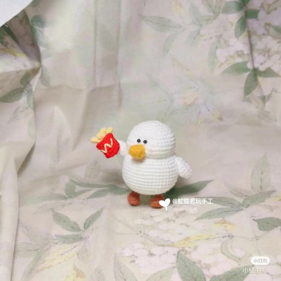 Fat Goose Gym: Cute Crochet Goose Holding McDonald's Fries Pattern