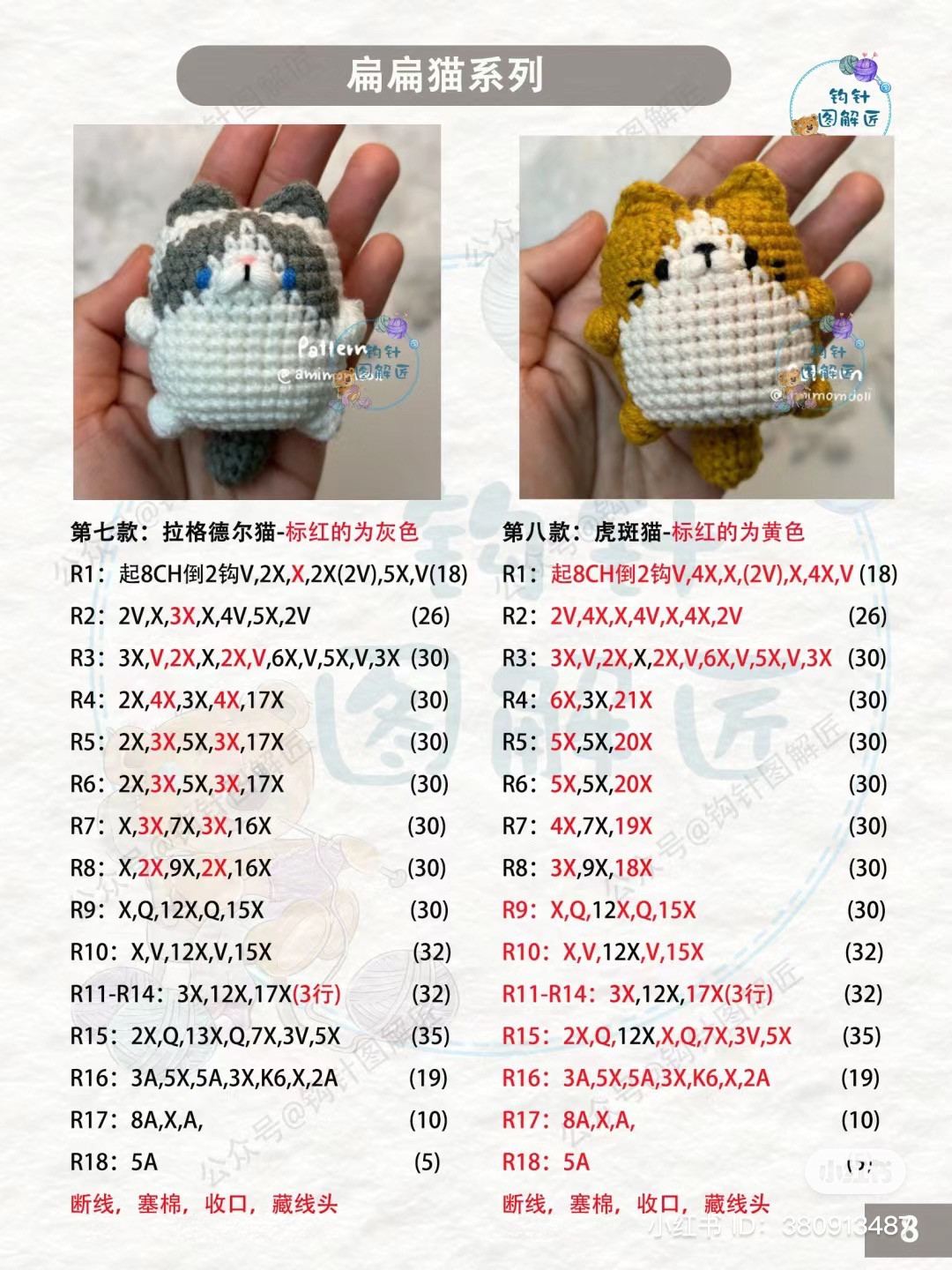 Flat Cat Series Amigurumi Crochet Pattern Tutorial