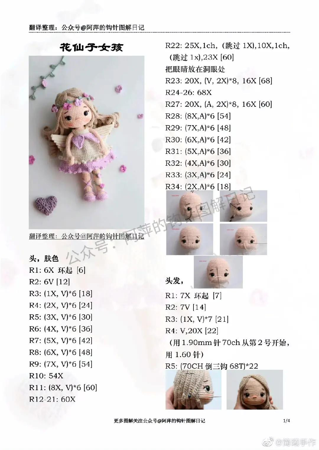 Flower Fairy Girl Amigurumi Crochet Pattern with Detailed Step-by-Step Instructions