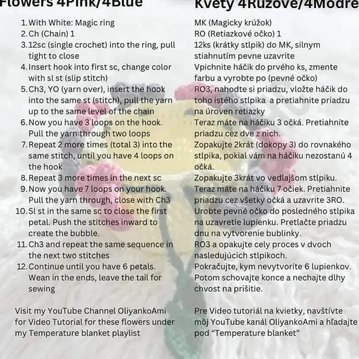 Flower Pouch Free Crochet Pattern by Oliyankoami - Yellow Bag with Pink and Blue Flowers