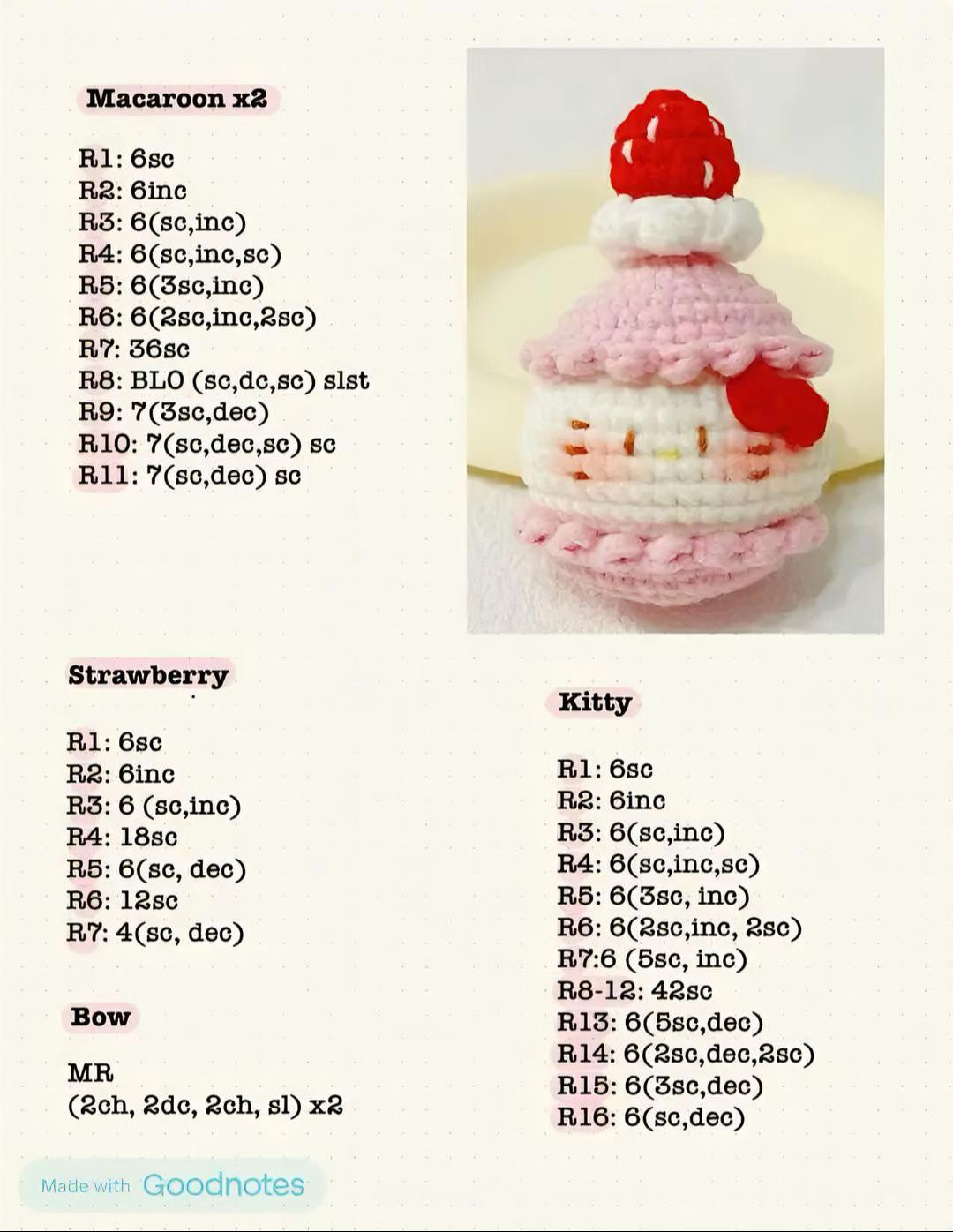 Free Amigurumi Crochet Patterns PDF: Pochacco, Rabbit, Macaroon, Kitty & Yellow Bird