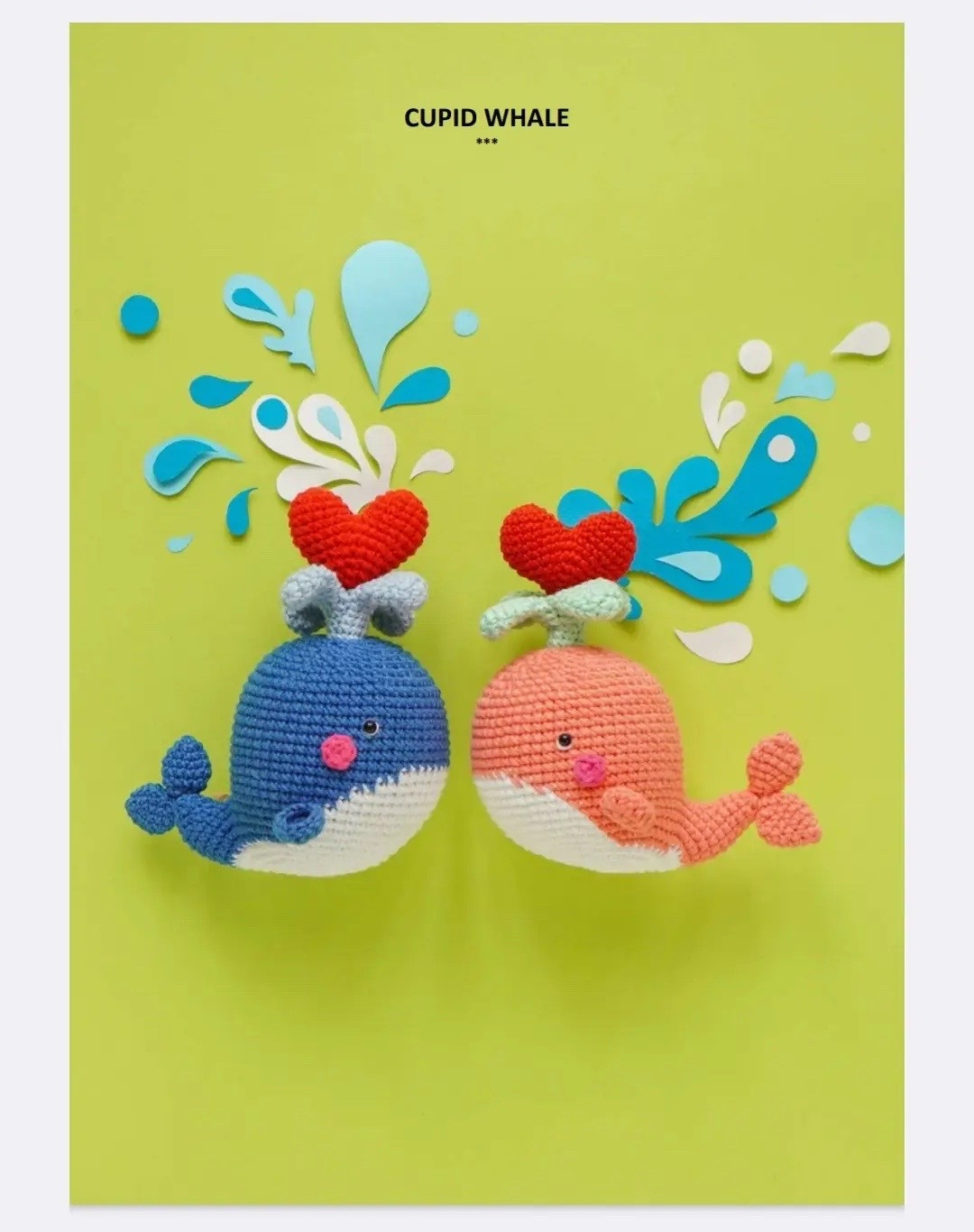 Free Amigurumi Cupid Whale Pattern with Heart Spray