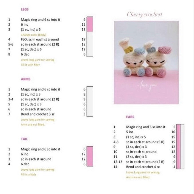 Free Amigurumi Cute Bunny Crochet Pattern Chart