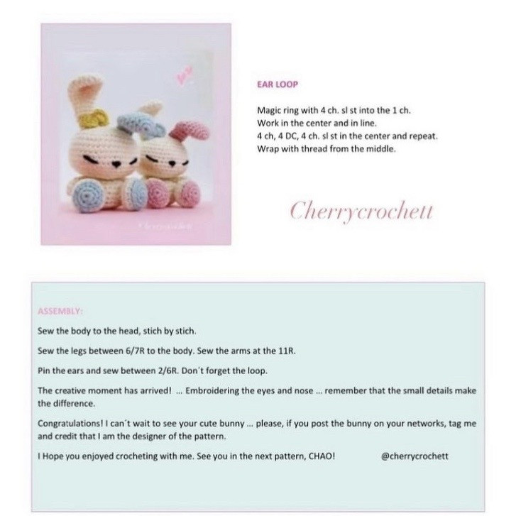 Free Amigurumi Cute Bunny Crochet Pattern Chart