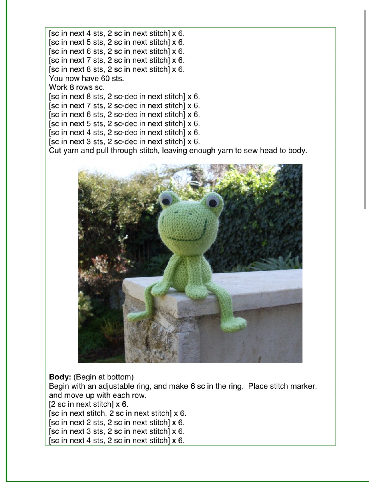 Free Amigurumi Frog Pattern: Green Crochet Doll Tutorial