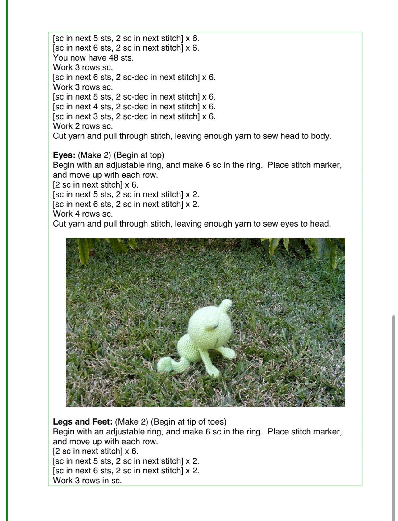Free Amigurumi Frog Pattern: Green Crochet Doll Tutorial