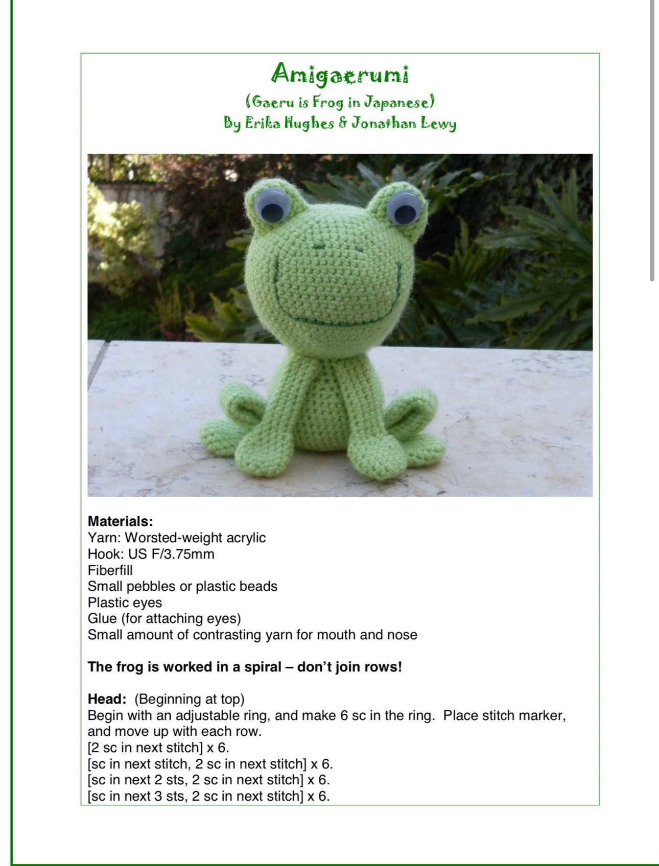 Free Amigurumi Frog Pattern: Green Crochet Doll Tutorial