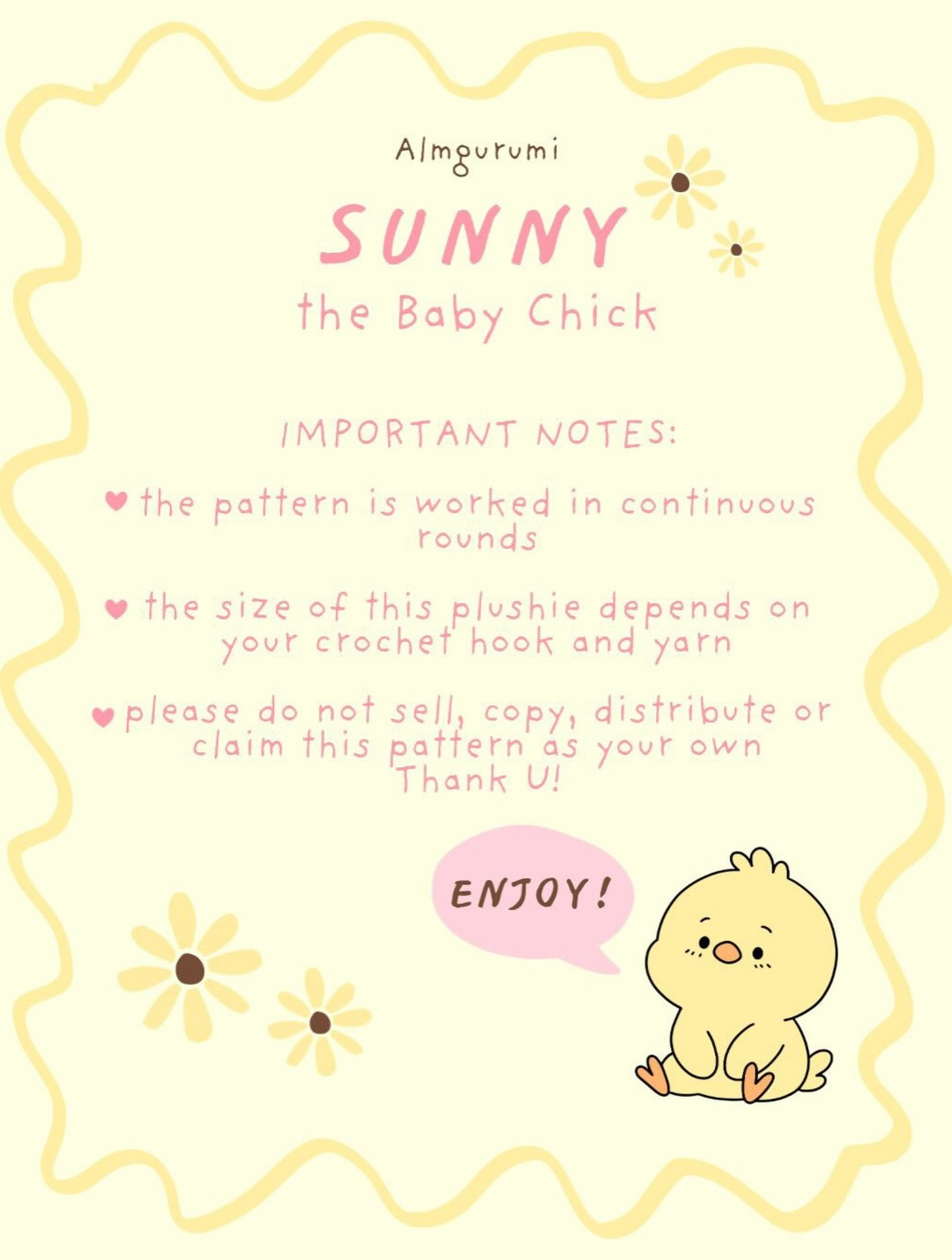 Free Amigurumi Pattern: Sunny the Baby Chick with Bobble Stitch Texture and Straw Hat