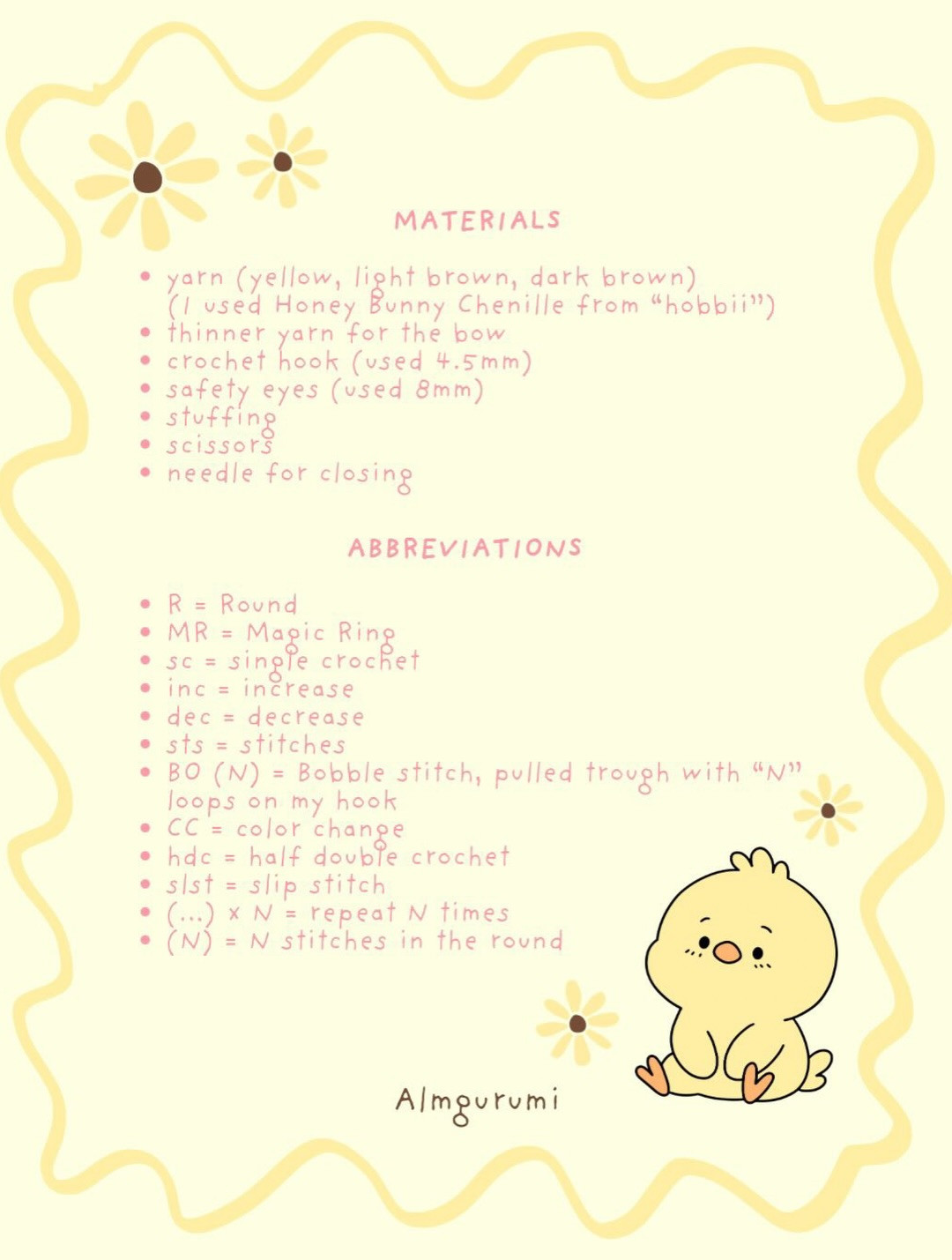 Free Amigurumi Pattern: Sunny the Baby Chick with Bobble Stitch Texture and Straw Hat