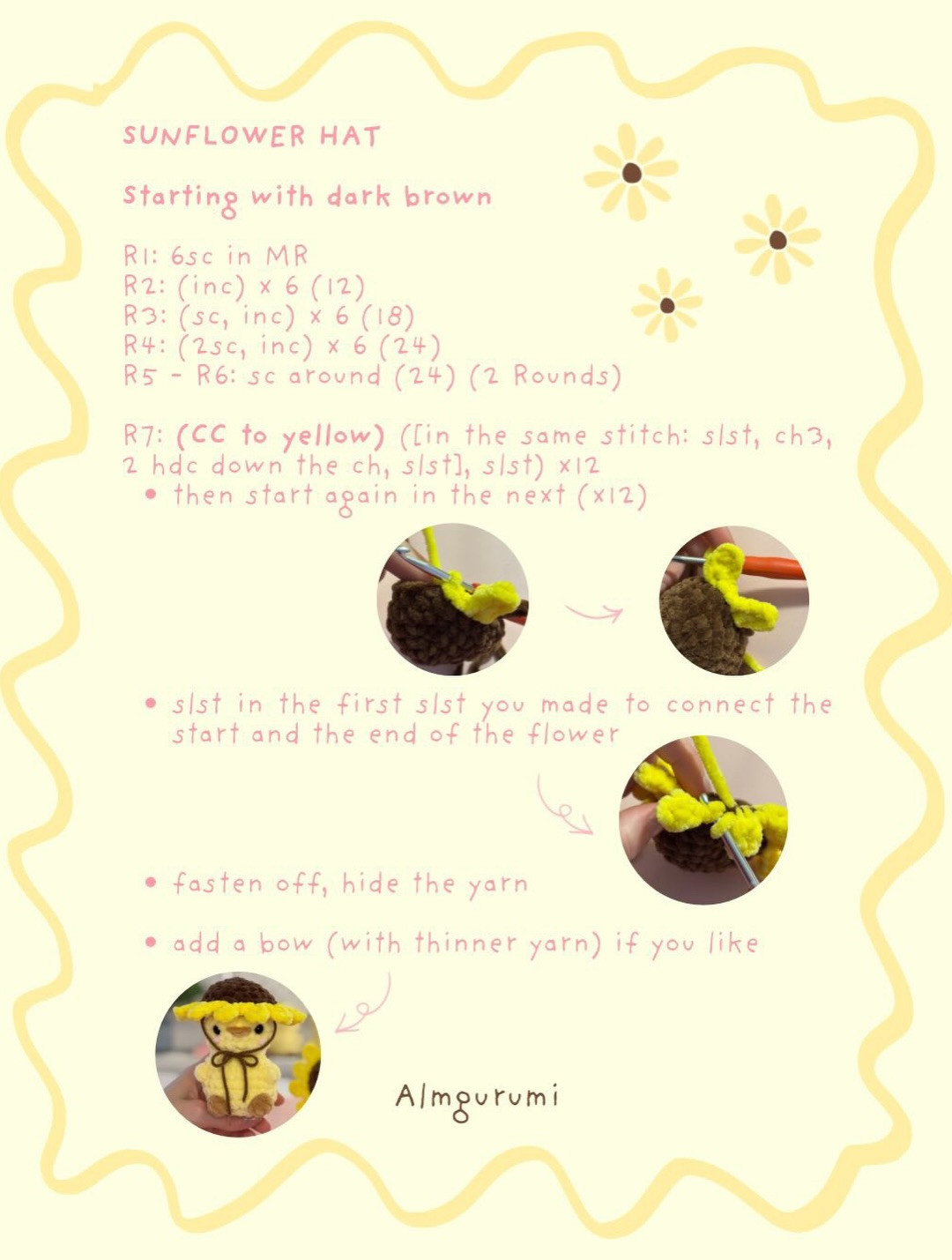 Free Amigurumi Pattern: Sunny the Baby Chick with Bobble Stitch Texture and Straw Hat