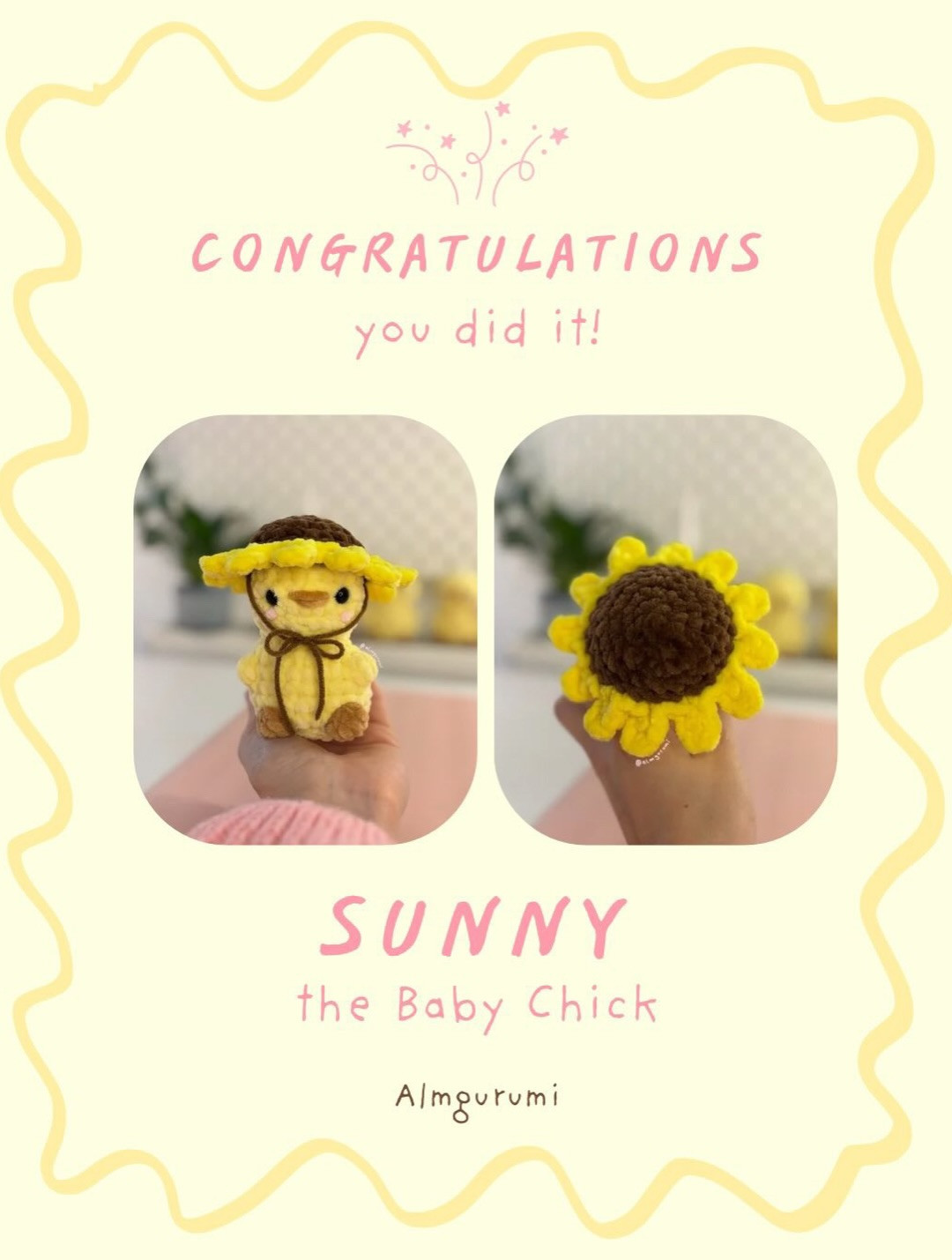 Free Amigurumi Pattern: Sunny the Baby Chick with Bobble Stitch Texture and Straw Hat