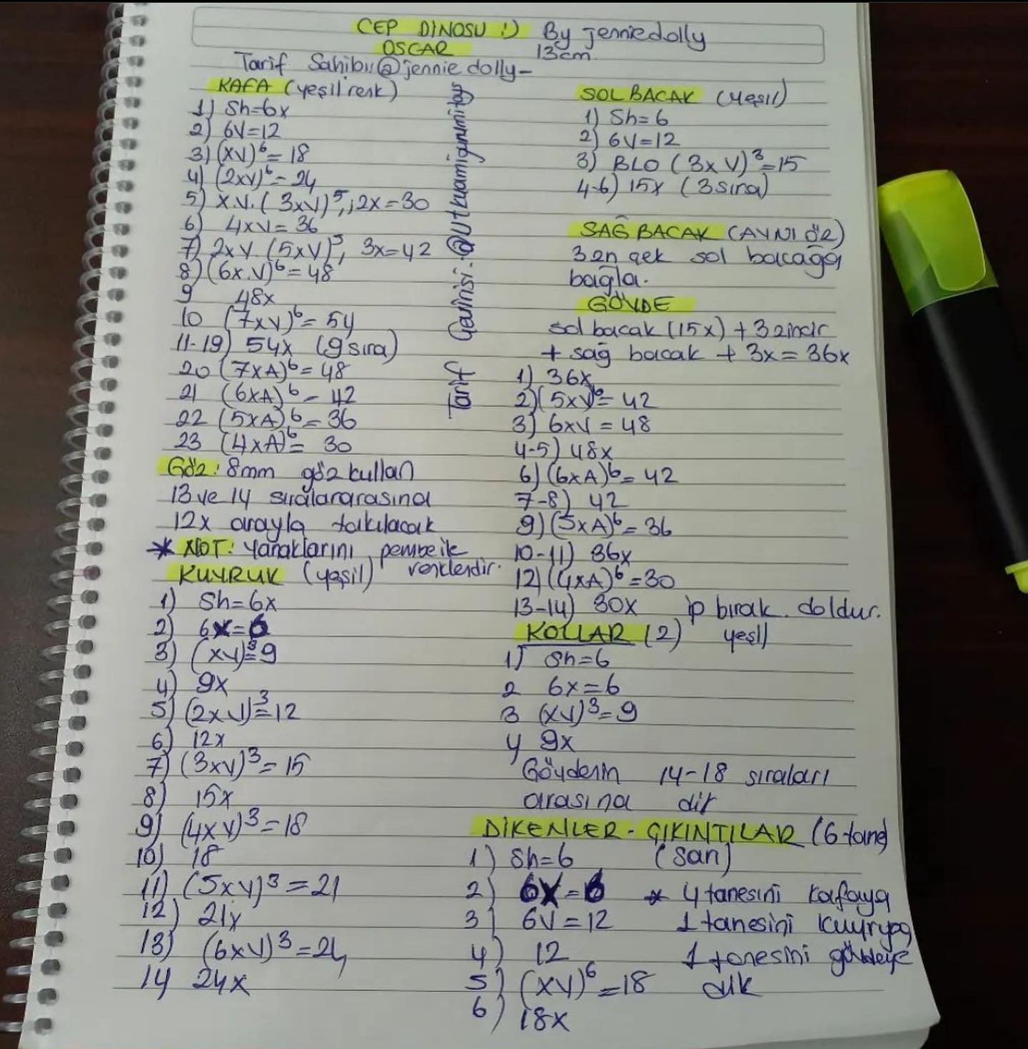 Free Amigurumi Pocket Dinosaur Oscar Pattern by Jenniedolly - Cute Green Crochet Dino with Orange Spikes