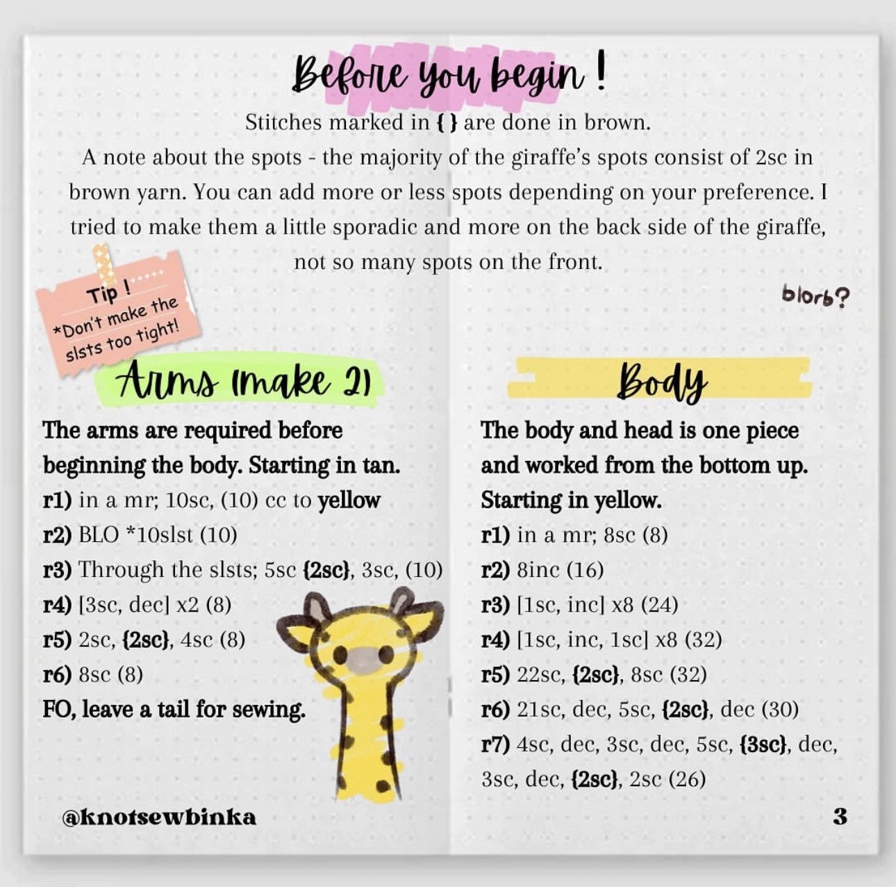 Free Baby Giraffe Amigurumi Crochet Pattern with Step-by-Step Instructions