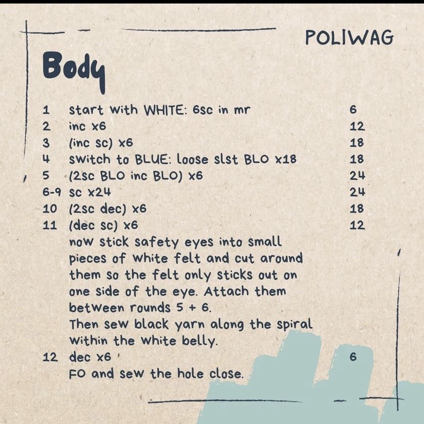 Free Beginner-Friendly Crochet Pattern for Poliwag Keychain