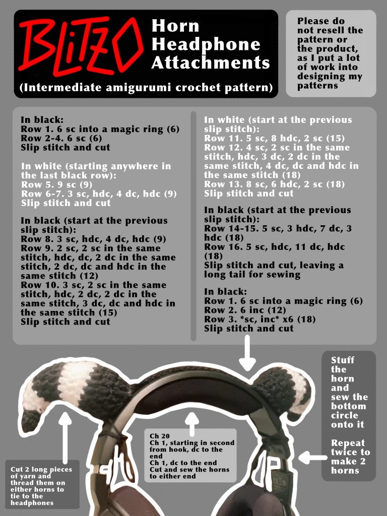 Free Blitzo Millie Moxxie Horn Headphone Amigurumi Crochet Patterns