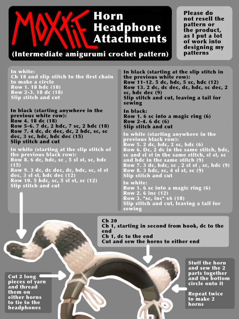 Free Blitzo Millie Moxxie Horn Headphone Amigurumi Crochet Patterns
