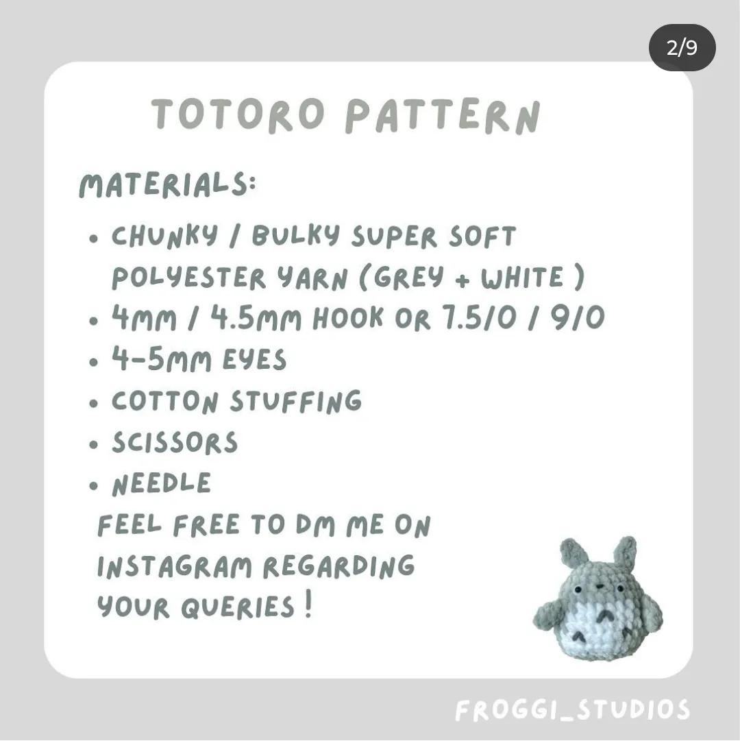 Free Chunky Totoro Crochet Pattern: Grey and White Amigurumi Doll Tutorial with Materials List