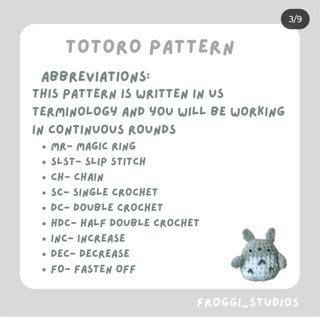 Free Chunky Totoro Crochet Pattern: Grey and White Amigurumi Doll Tutorial with Materials List