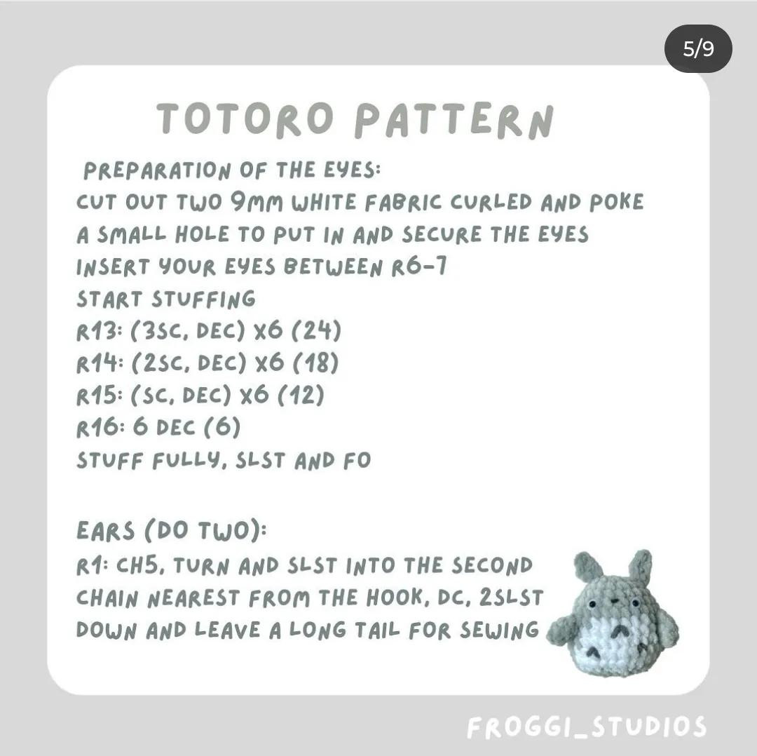 Free Chunky Totoro Crochet Pattern: Grey and White Amigurumi Doll Tutorial with Materials List