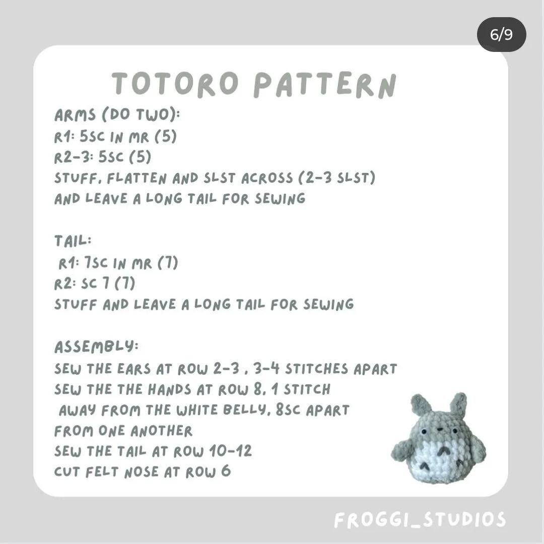 Free Chunky Totoro Crochet Pattern: Grey and White Amigurumi Doll Tutorial with Materials List