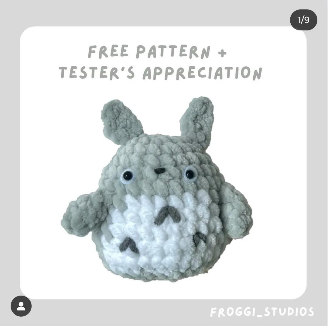 Free Chunky Totoro Crochet Pattern: Grey and White Amigurumi Doll Tutorial with Materials List