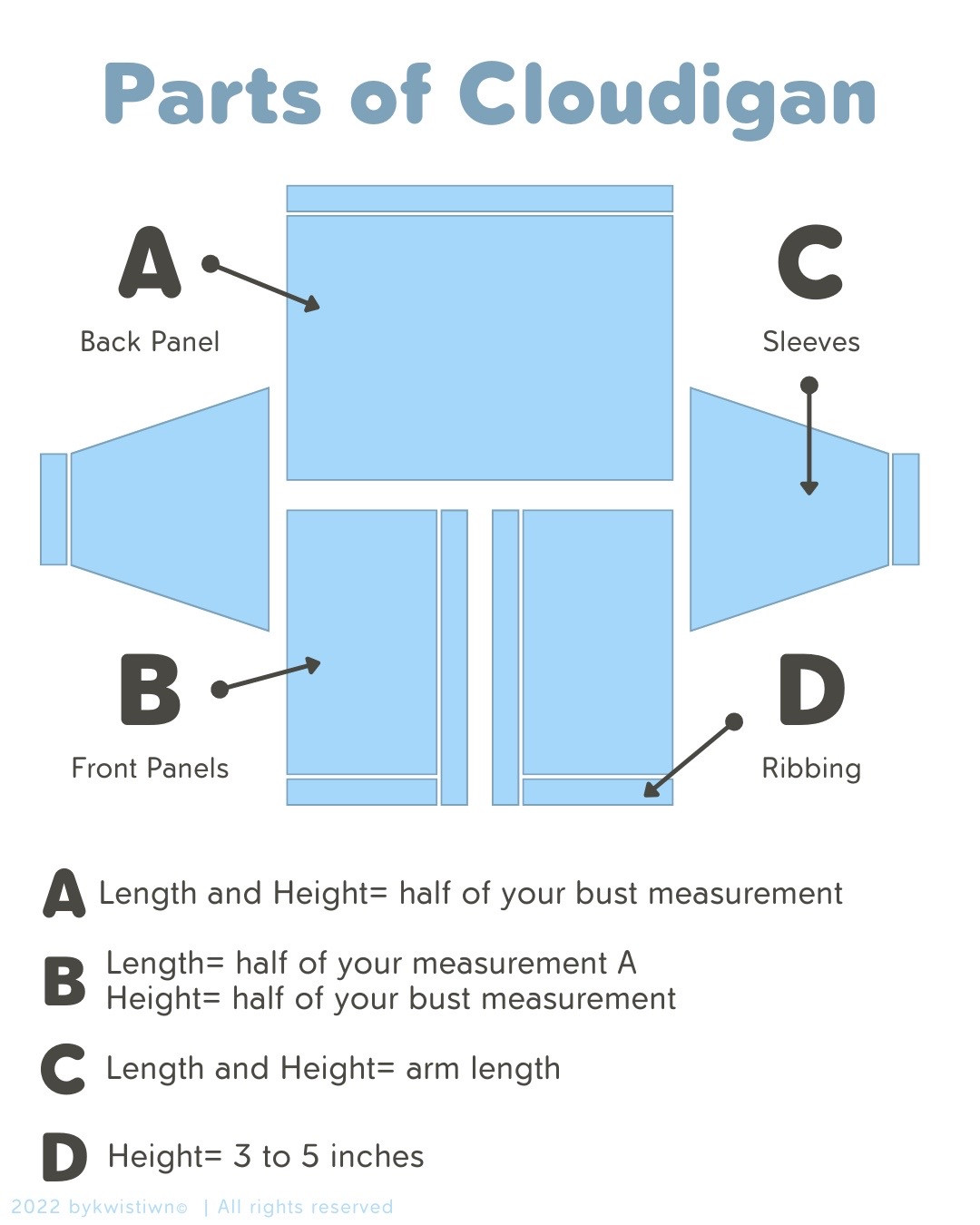 Free Cloudigan Crochet Cardigan Pattern with Cloud Graph Chart and Size Guide