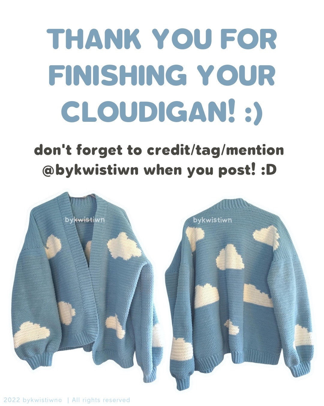 Free Cloudigan Crochet Cardigan Pattern with Cloud Graph Chart and Size Guide