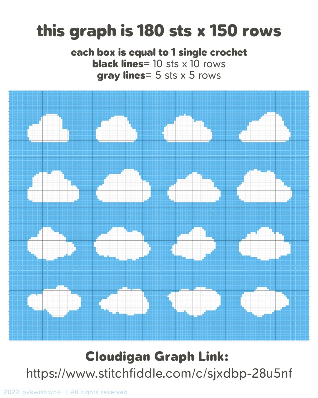 Free Cloudigan Crochet Cardigan Pattern with Cloud Graph Chart and Size Guide