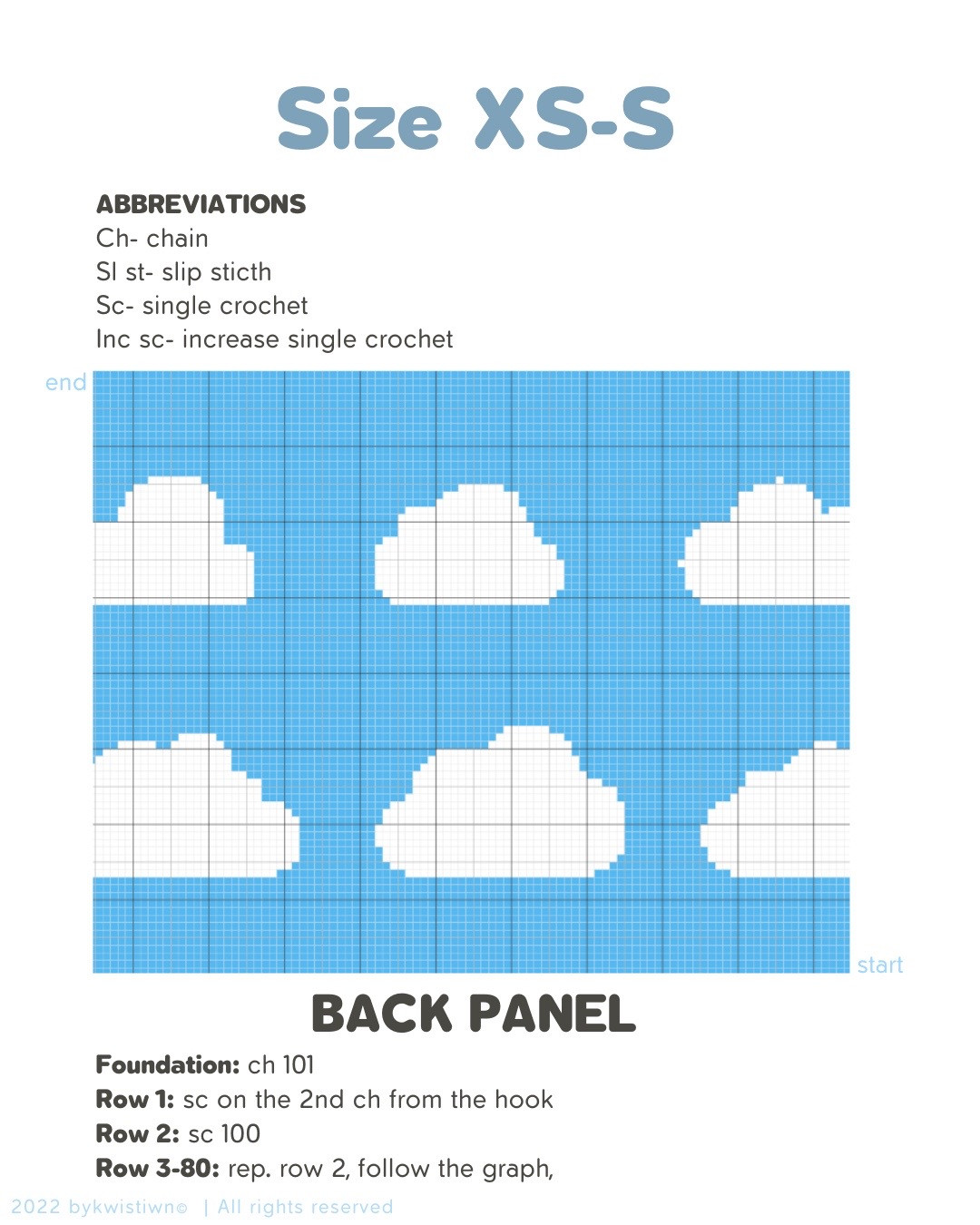 Free Cloudigan Crochet Cardigan Pattern with Cloud Graph Chart and Size Guide