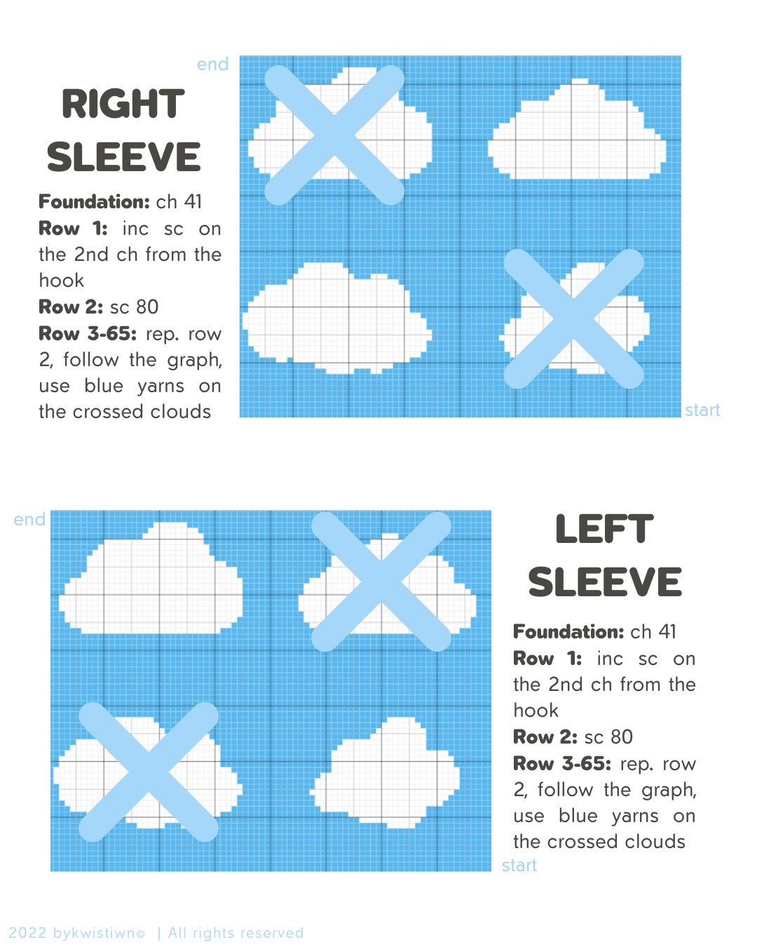 Free Cloudigan Crochet Cardigan Pattern with Cloud Graph Chart and Size Guide