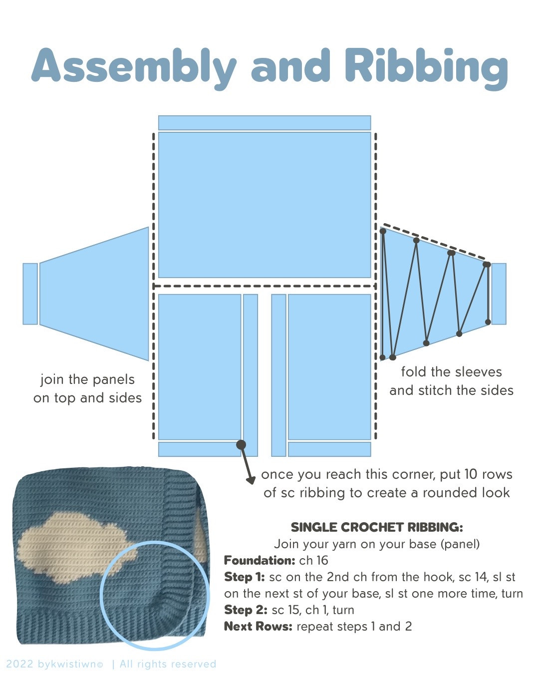 Free Cloudigan Crochet Cardigan Pattern with Cloud Graph Chart and Size Guide