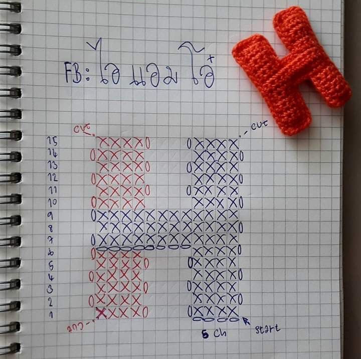 Free Crochet Alphabet Pattern: Letters D, E, H Charts