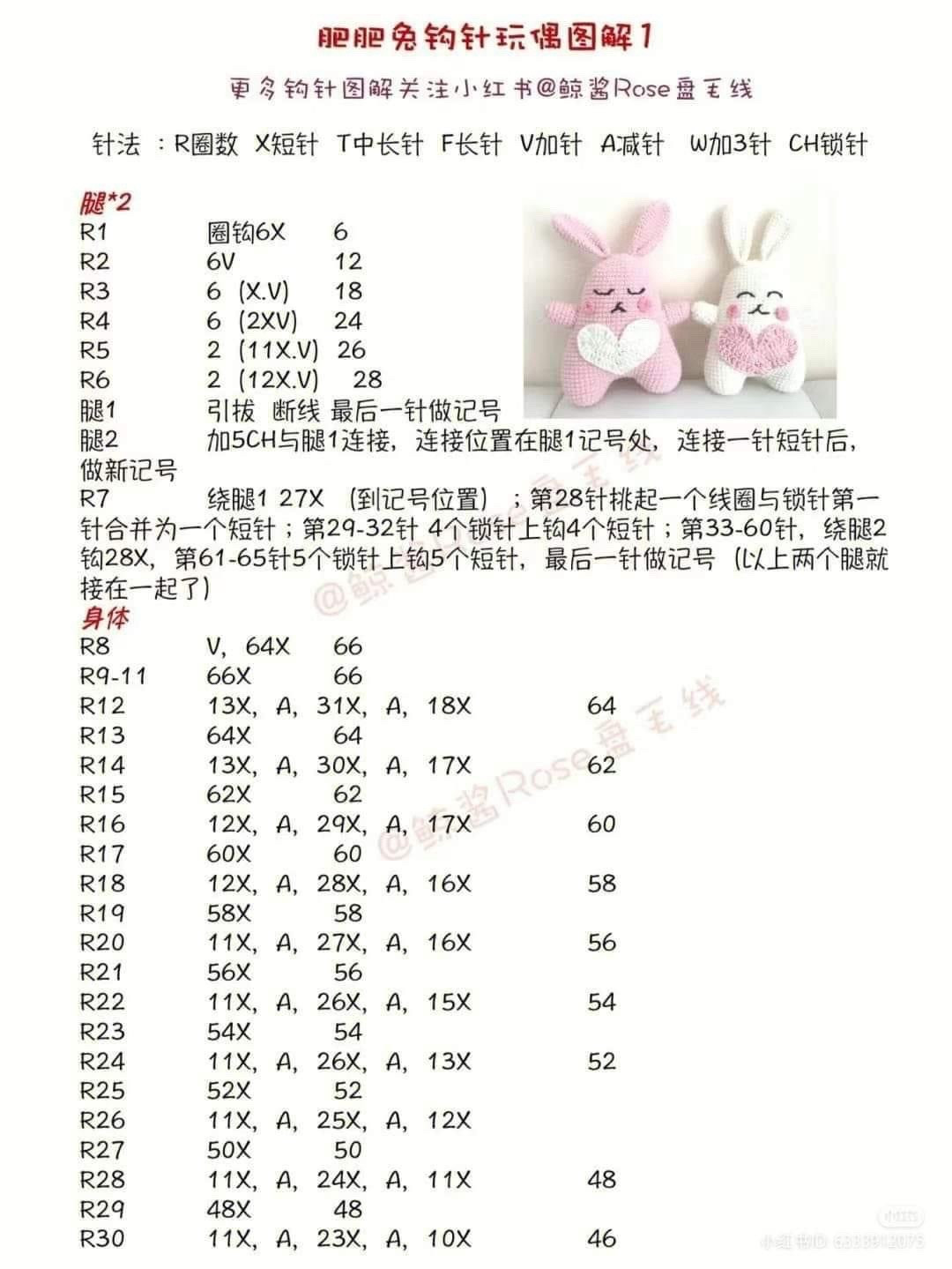 Free Crochet Amigurumi Pattern for Cute White Bunny Doll with Pink Overalls