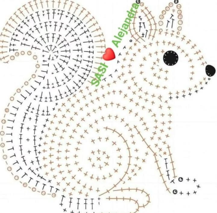 Free Crochet Animal Patterns: Squirrel, Cat Head, and Swan Flat Charts for Wall Art or Rugs
