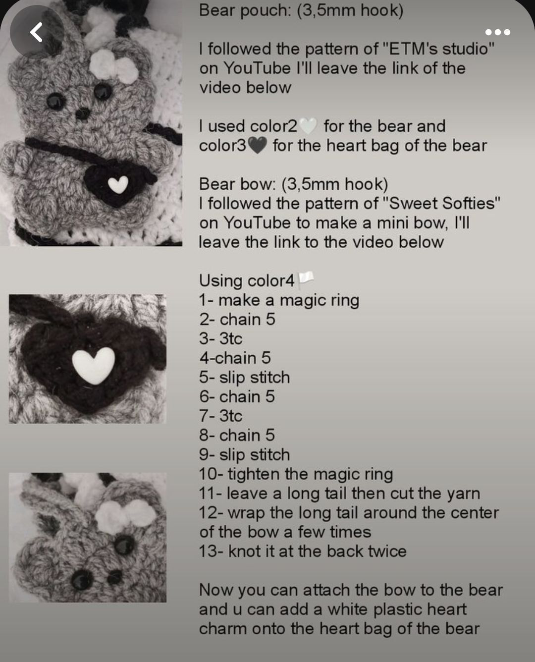 Free Crochet Bag Pattern: Cute Gray Plaid Shoulder Bag with Teddy Bear Charm Tutorial