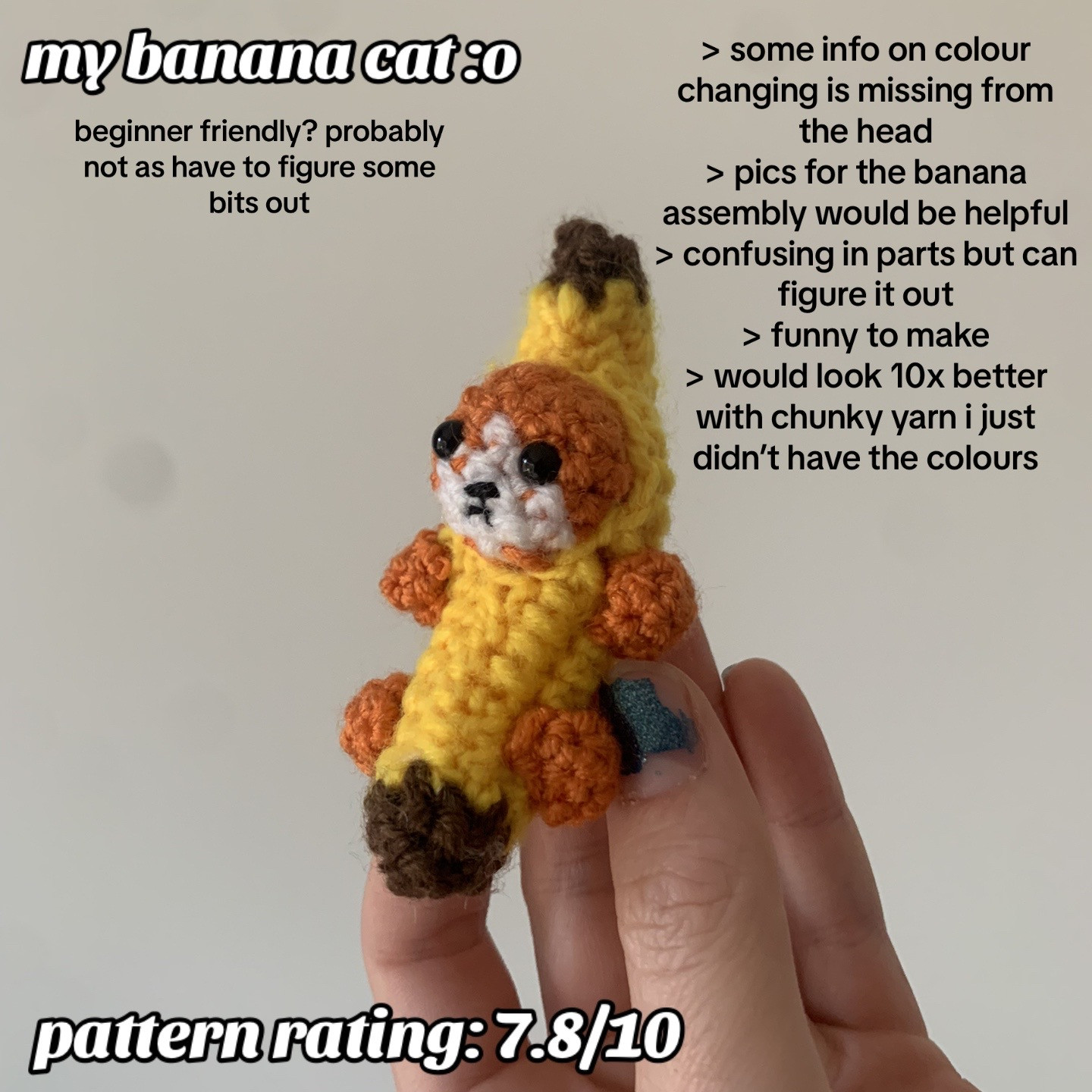 Free Crochet Banana Cat Amigurumi Pattern Review