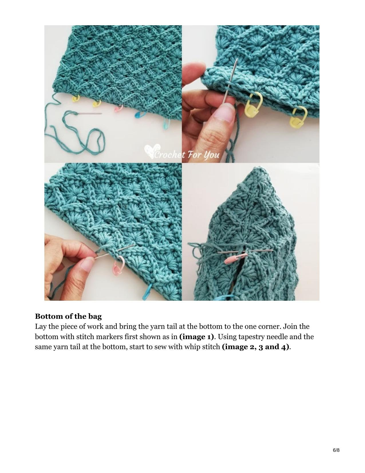 Free Crochet Bavarian Stitch Pouch Pattern - Textured Diamond Design with Tassel