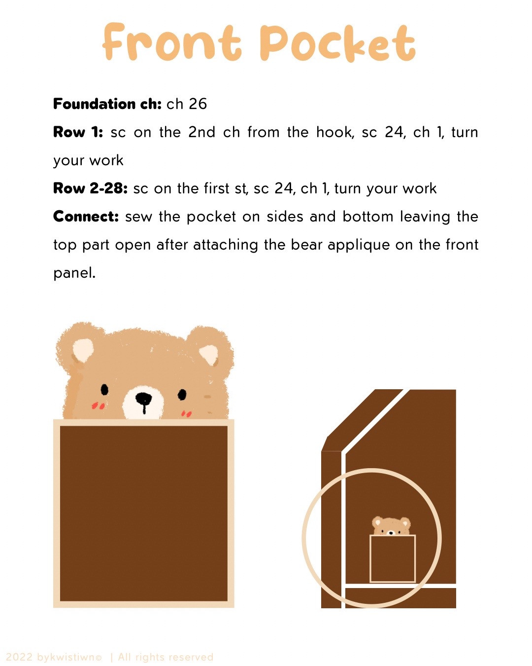 Free Crochet Bear Cardigan Pattern: Brown Button-Down Sweater with Cute Bear Applique Pocket