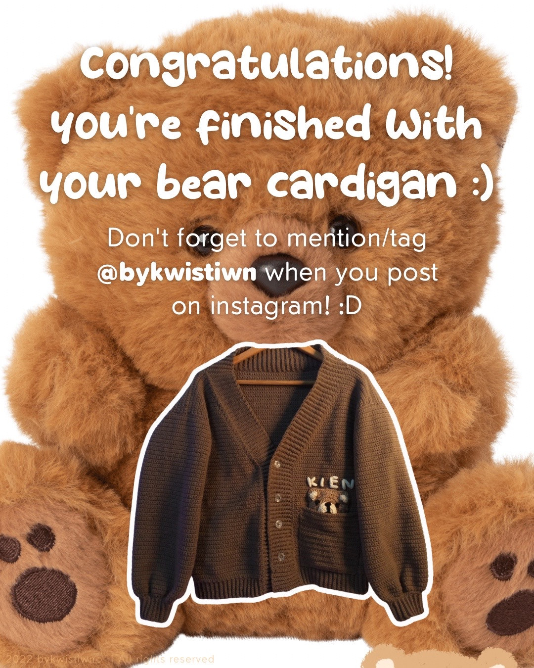 Free Crochet Bear Cardigan Pattern: Brown Button-Down Sweater with Cute Bear Applique Pocket