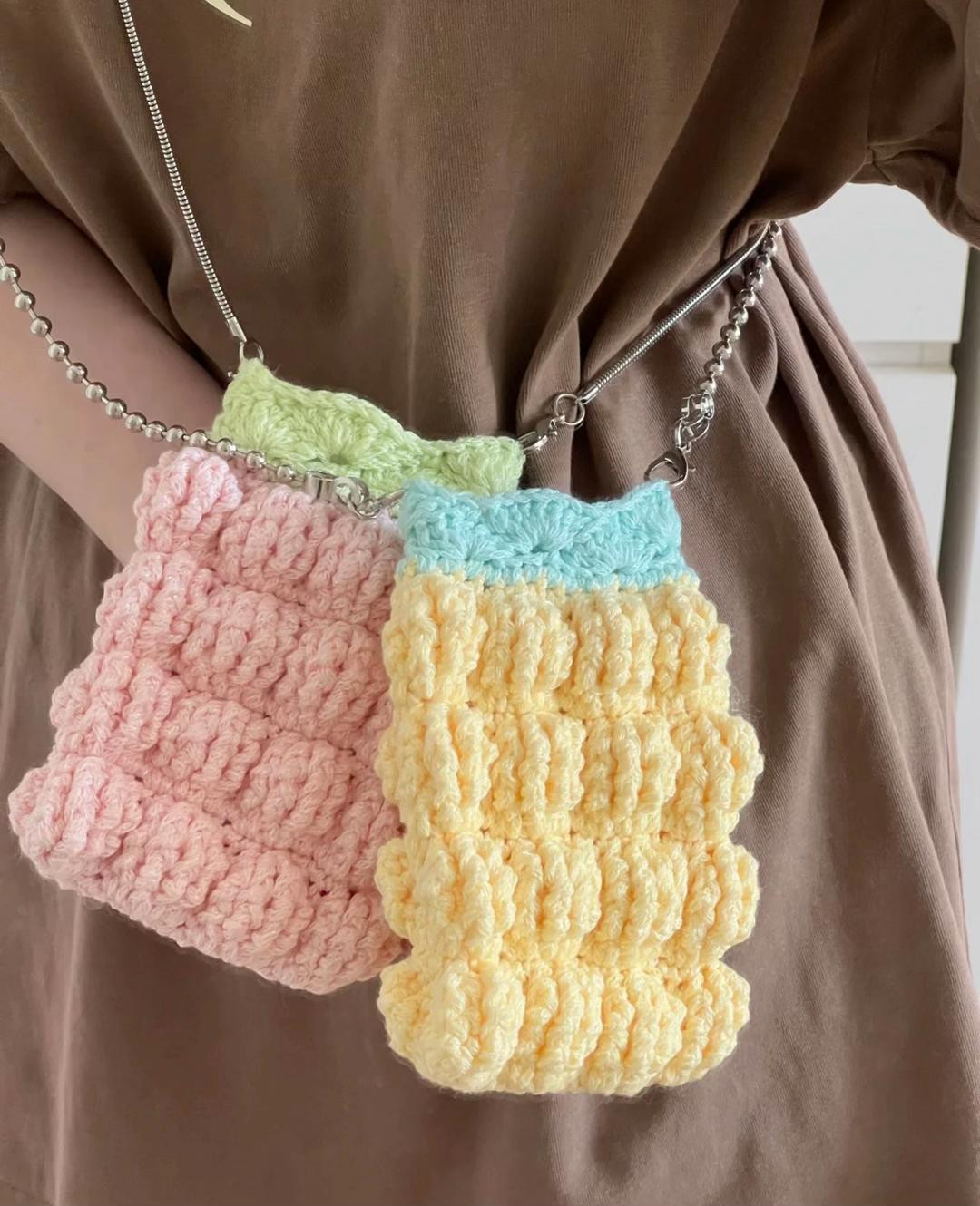 Free Crochet Bubble Card Holder Chart - Pastel Pink and Yellow