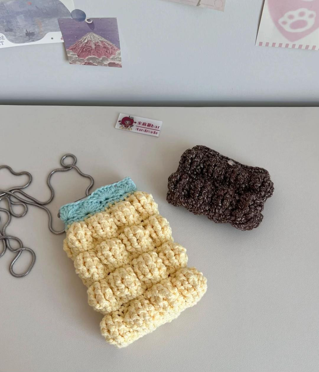 Free Crochet Bubble Card Holder Chart - Pastel Pink and Yellow