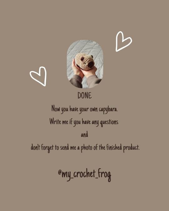 Free Crochet Capybara Amigurumi Pattern by My Crochet Frog - No Sew Chenille Yarn Tutorial