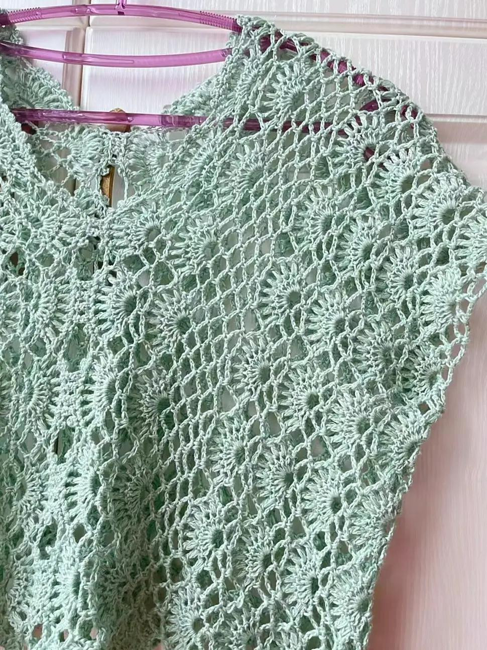 Free Crochet Chart for Beautiful Lace Shell Stitch Sleeveless Top Pattern