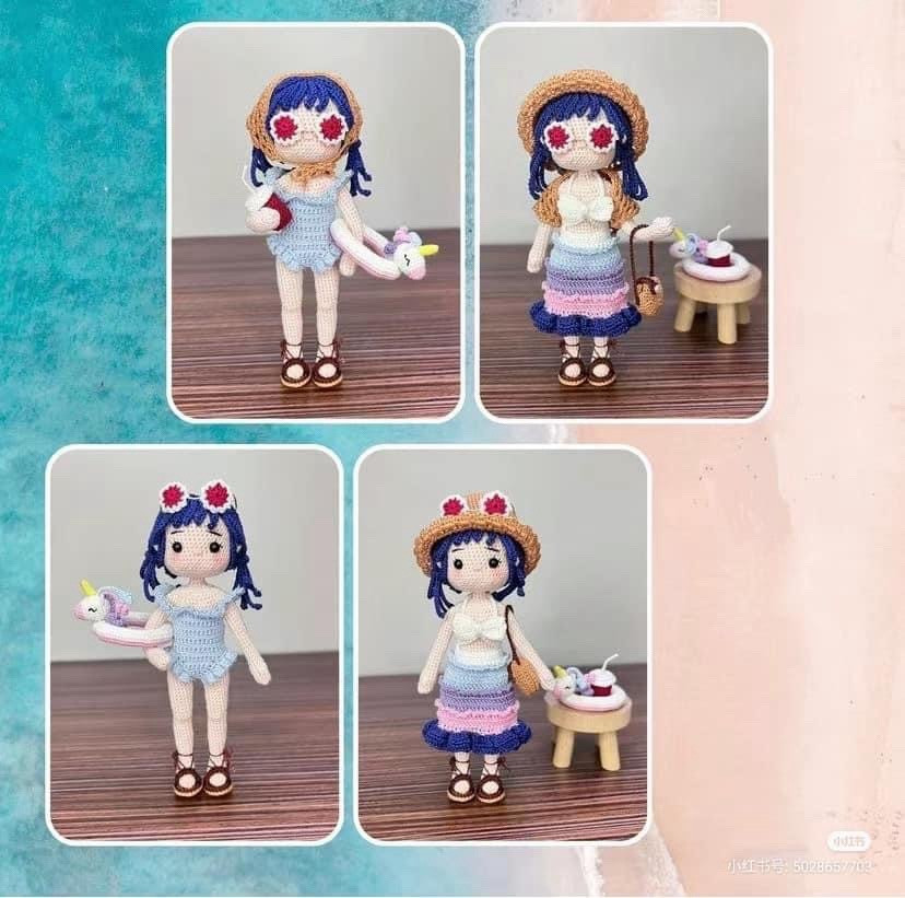 Free Crochet Chart: Nelly Summer Doll with Rainbow Dress