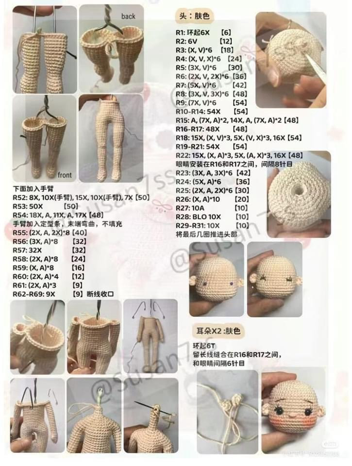 Free Crochet Chart: Nelly Summer Doll with Rainbow Dress