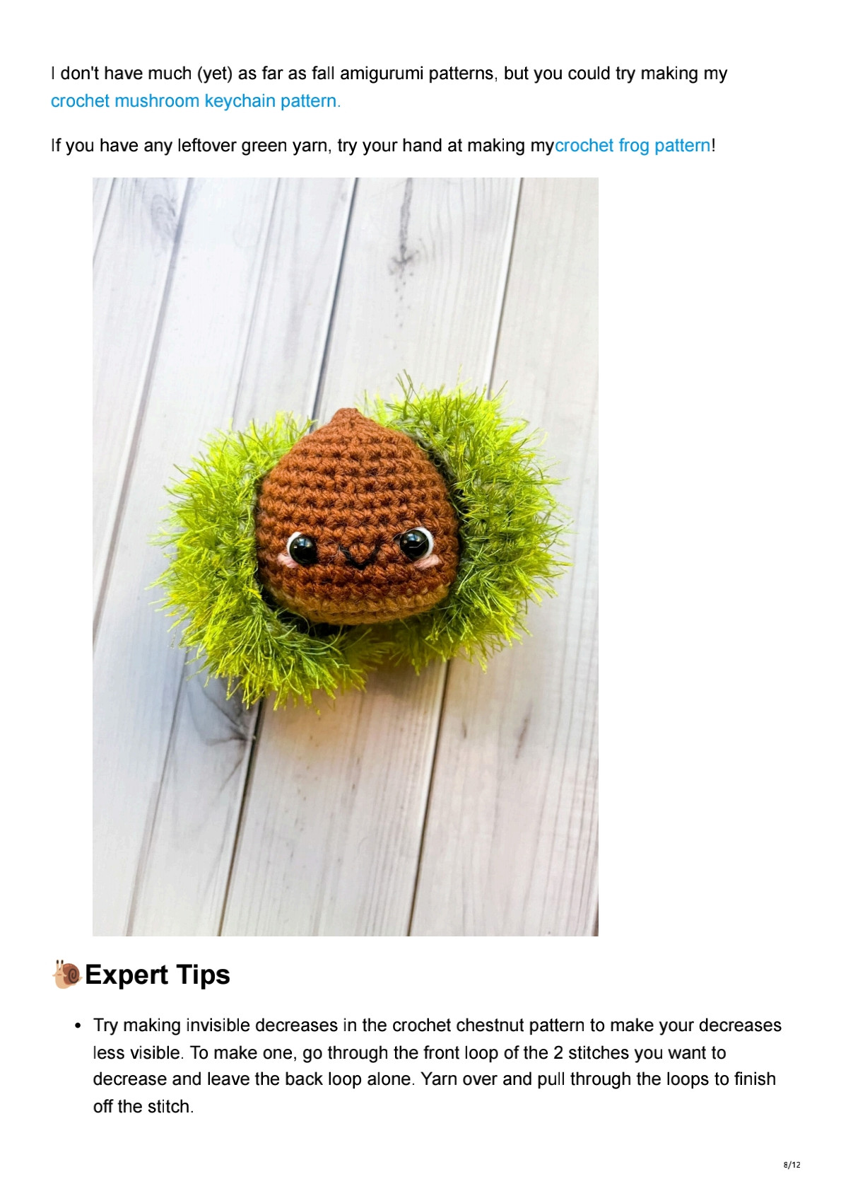 Free Crochet Chestnut Pattern: Cute Brown Amigurumi with Green Shell