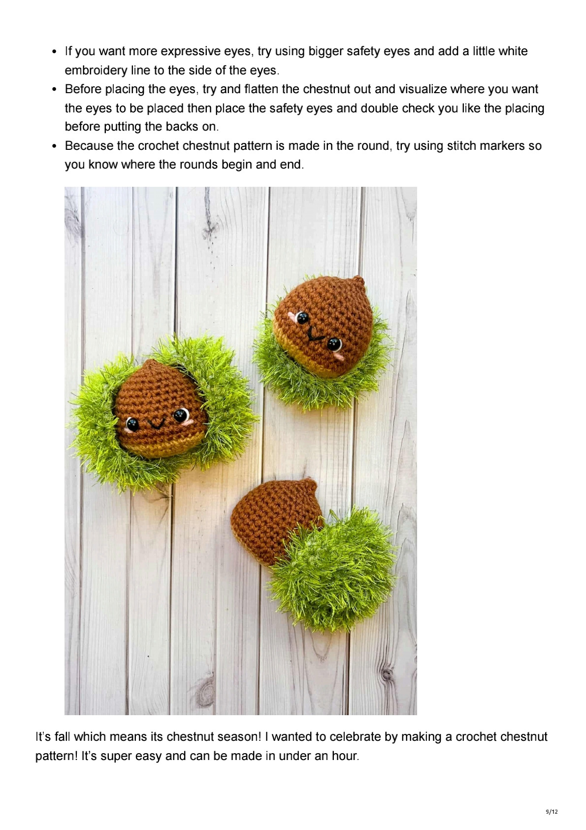 Free Crochet Chestnut Pattern: Cute Brown Amigurumi with Green Shell