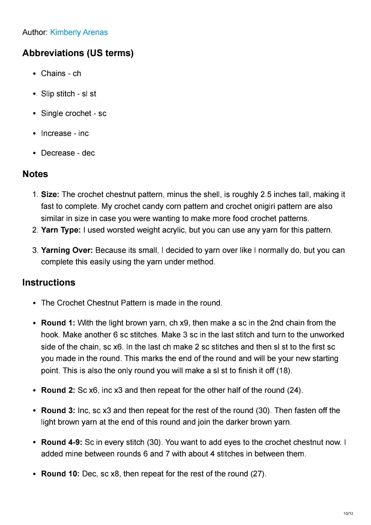 Free Crochet Chestnut Pattern: Cute Brown Amigurumi with Green Shell